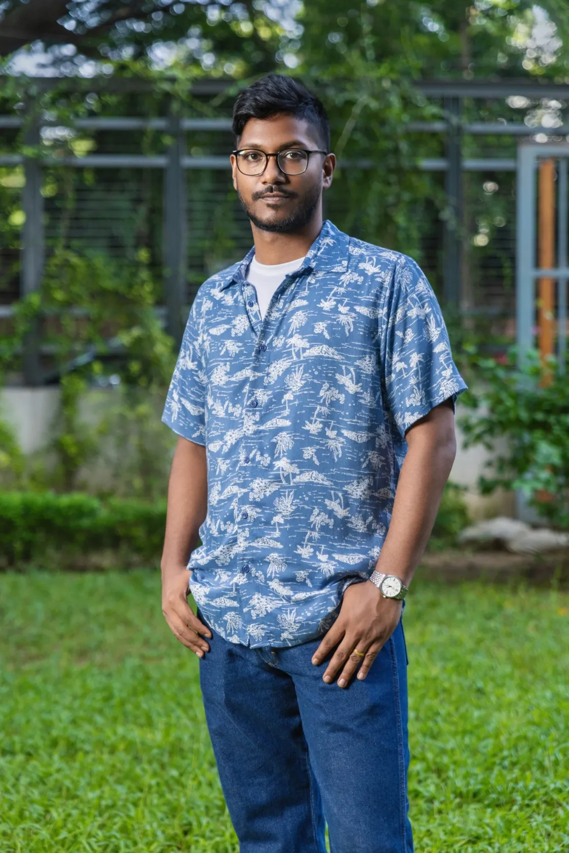 Sfera Blue Short-Sleeve Casual Shirt