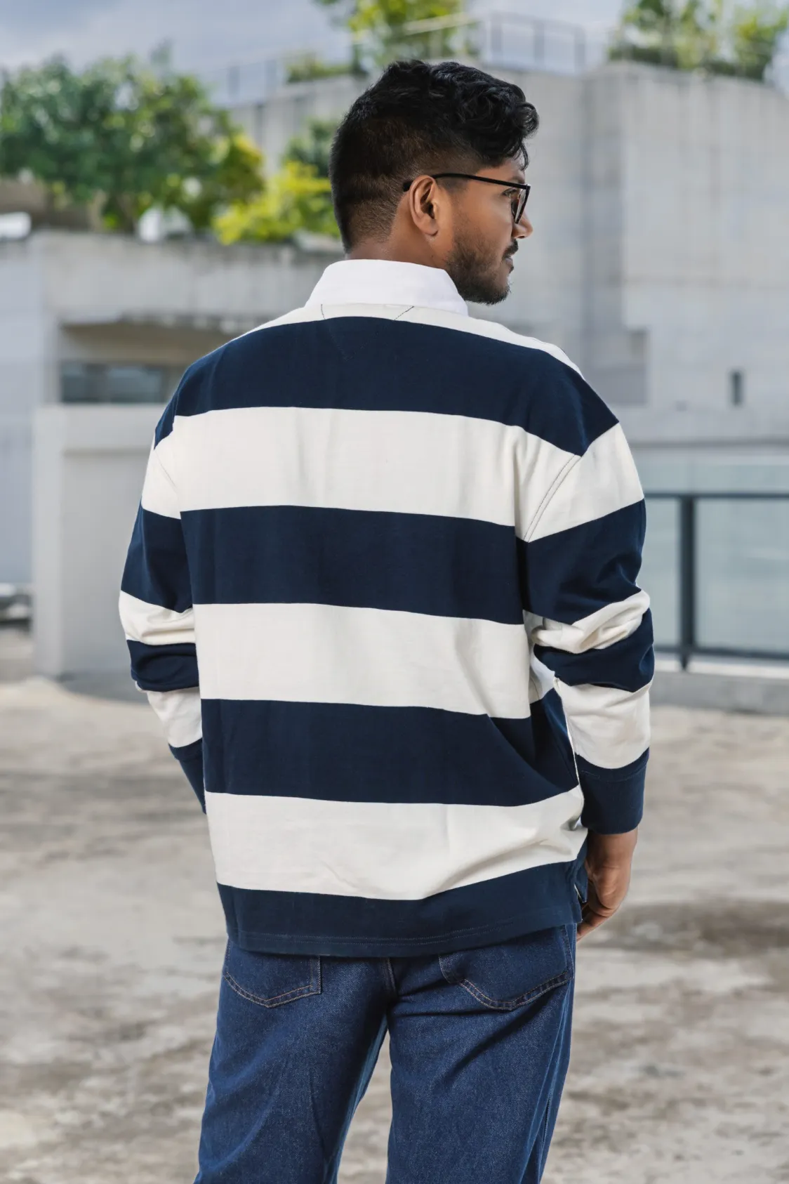 Tommy Jeans Stripe Relaxed Long Sleeve Rugby Polo - Image 2